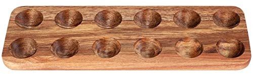 Juwacoo Boîte à œufs, porte-œufs, 12 trous, bois d'acacia, marron, naturel japonais