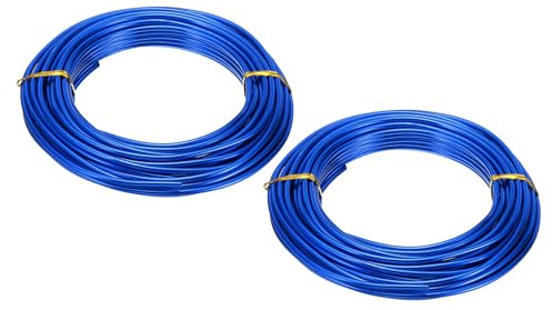 PATIKIL 10m Aluminiumdraht, 2 Stück Schmuckdraht Aluminium Basteldraht 3mm 9 Gauge Draht Metall für Schmuckherstellung Perlenbasteln Anhänger Kunst, Blau