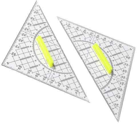 EIHI Geodreieck mit Griff, Dreikantmaßstab, 2 STK Zeichendreieck Winkelmesser aus Kunststoff Durchsichtig Bruchsicher Büro Mathe Schulset Schreibwaren für Studenten Kinder