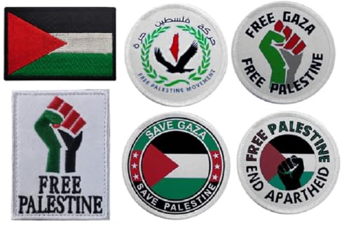 Aspcsmomt palestinska flagglappar, gratis palestina broderade taktisk morale lapp krok och ögla fästelement sy på ryggsäck jacka keps uniform kappa hatt (Palestina 6 st)