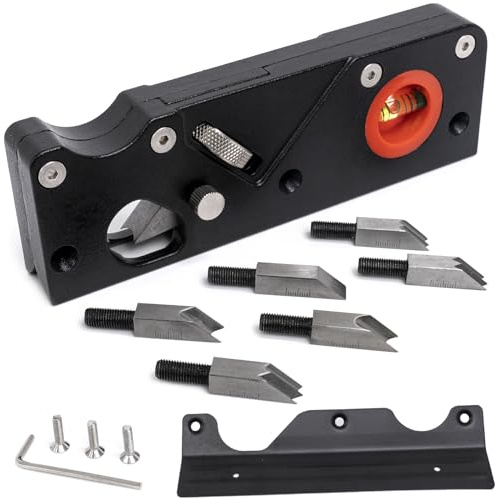 ZiBeiLe Chamfer Plane, Handheld Planers with Auxiliary Locator and 7 Blades, Woodworking Hand Planer Suitable for Quick Edge Trimming of Wood, Black, ZBD-0BA-QQK764