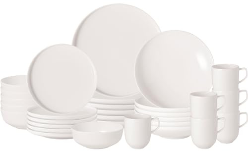 Villeroy & Boch - Afina Kombiservice 30-teilig aus Premium Porzellan, Geschirr-Set für 6 Personen, Made in Germany, spülmaschinenfest und mikrowellensicher, stapelbar, weiß