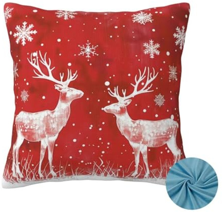 Kissenbezug 30x30 cm, Sofa Kissen Rot DekoKissen, Herbst Zierkissenbezüge, Kissenhülle Doppelseitig, Weicher Kuschelkissen, Couch Kissen Weihnachten Cushion Cover, Auto Zimmer Deko Wohnzimmer -OZ276