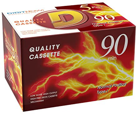 Lot de 5 Cassettes Audio Vierges – Temps d'enregistrement de 90 Minutes – Faible Bruit et Haut rendement – Dictée, Enregistrement MP3 sur Bande Vierge