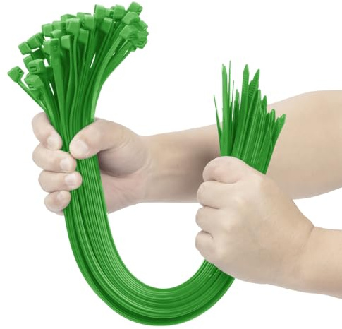XINGO Green 16 Inch Zip Ties Heavy Duty 100 Pack, 200 LBS Ultra Strong Plastic Wire Ties, Large Cable Ties Extra Long Tie Wraps, Indoor and Outdoor UV Resistant