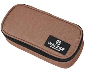 Walker Lifestyle Pencil Box Biscuit, Federmappe mit geräumigem Hauptfach und doppelseitiger Trennwand mit 20 Stiftfächern, Wasser und schmutzabweisend, 21 x 10 x 6 cm