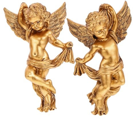 PRETYZOOM 2stücke Resin Engel Wandhänger Stabile Detailreiche Engel Figurine Dekoration Wohnzimmer Schlafzimmer Küche Vielseitige Wandkunst Für Stilvolle Raumgestaltung