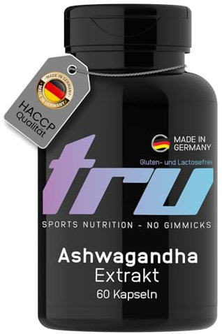 Ashwagandha 1000mg Tagesdosis - 60 Kapseln - Hochdosiert - enthält Withanolide - TRU Sports Nutrition - 100% Vegan | Herstellung & Laborprüfung in Deutschland