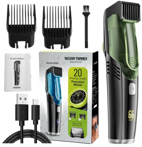 Tondeuse à cheveux électrique - Rasoir à barbe avec aspirateur, tondeuse à cheveux de précision | Tondeuse à barbe étanche IPX6 avec 2 peignes, tondeuse à cheveux rechargeable pour moustache, pattes,