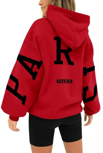 Generisch Backprint Hoodie for Damen Oversize Pullover Mit Kapuze Sport Gym Athletic Sweatshirt Baggy Soft Kapuzenpullover Tee Tops Shirts Sportbekleidung College Hoody Streetwear Sweatjacken