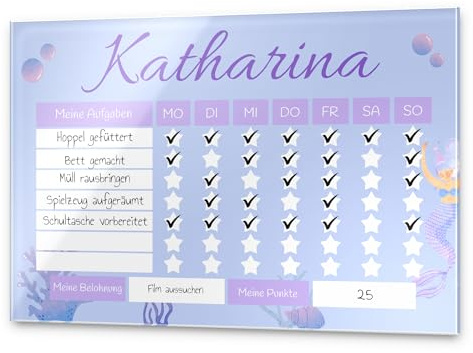 CHRISCK design Kinder Belohnungstafel personalisiert mit Namen - Wochenplan für Jungen & Mädchen - Routine Planer o. Töpfchen Belohnungssystem - Aufgabenplaner Kalender to do Liste Tagesplan