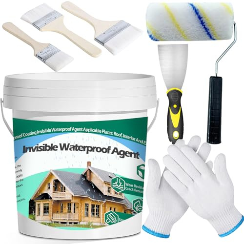QUKLOGEN 102Fl.oz transparent vattentät tätning inomhus utomhus vattentät beläggning osynlig med träborste putty knife skärning arbetshandskar lackrulle