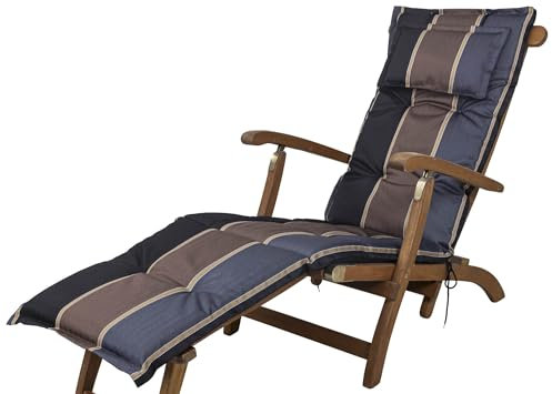 Auflage Deckchair Naxos 20536-800 schwarz-grau-braun gestreift 192x49x6 cm Sun Garden