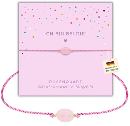 happymaker - Einschulungs Geschenk, Armbänder mit echten Edelsteinen, Mutmacher Geschenk, größenverstellbar und handmade in Deutschland