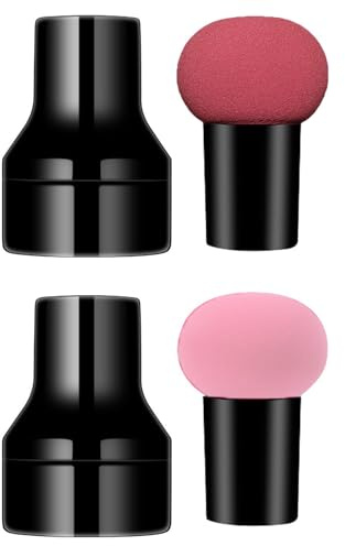 Makeup Powder Puff Kit, 2 Pcs Mushroom Shaped Applicators with Mini Handles for Foundation, Concealer, Loose Powder