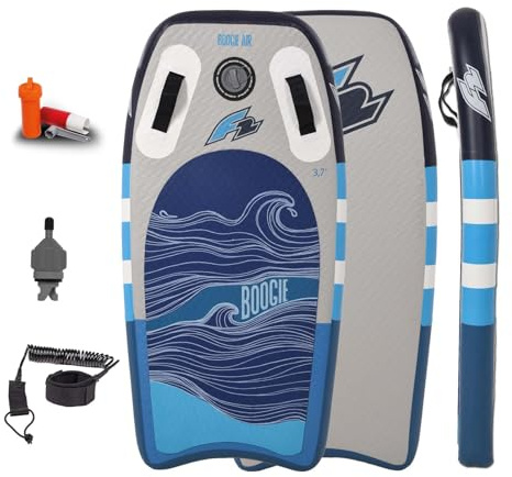 F2 Uppblåsbar bodyboard, uppblåsbar boogie-bräda, luft, 3,7, blå för barn och vuxna, skimbräda, vågbräda, ny modell