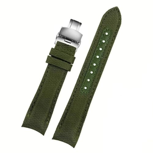 EcLusE Uhrenarmband aus echtem Leder mit gebogenem Ende, für Männer, Canvas, Sportuhrenarmband,20mm