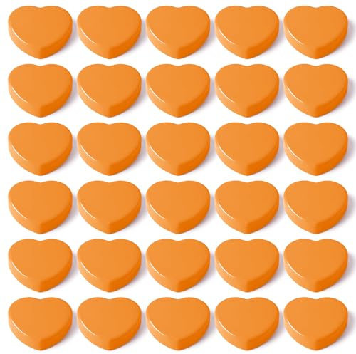 DUJEQM Magnete für Magnettafe, 30 Stück Kühlschrankmagnete, Starke Herz Magnete für Whiteboard, Kühlschrank Magnet, Klein Mini Magneten für Tafel Schule Magnetwand Pinnwand Dekorationsmagnet (Orange)