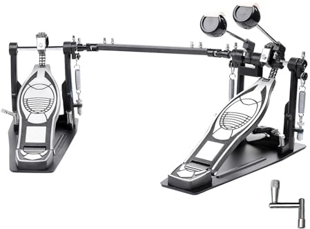Vaisoeny Double Bass Drum Pedal, Double Chain Double Bass Pedal, Double Kick Pedal for Bass Drum，Drum Set Kit and Electronic Drums (V-JKC10)