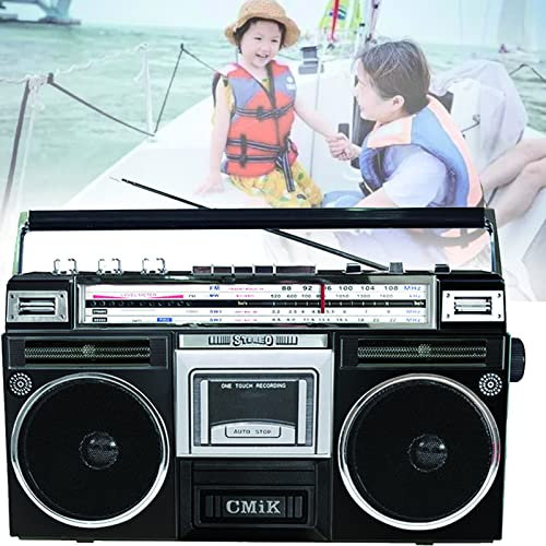 Lecteur CD Cassette avec Bluetooth, Radio FM, Lecture MP3 USB - Lecteur CD Boombox avec Télécommande Et Prise Casque