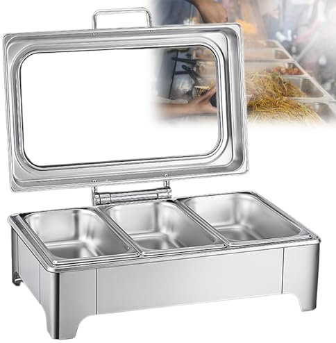 GESAIDES 9L Electric Chafing Dish, Chafing Dish Buffet Set, Stainless Steel Buffet Servers and Warmers, with Removable Base, Food Warmers, for Buffet Wedding Party Ceremony,C
