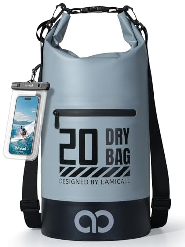 Lamicall Dry Bag, wasserdichte Tasche Beutel - 5L/10L/20L/30L/40L Drybag | [Robust & Kratzfest] Wasserfester Rucksack Waterproof Bag für Wassersport/Strand/Bootsport, Freie 100% wasserfeste Handyhülle