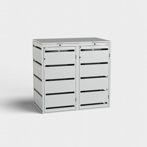 BIO Stefan Dagobert Set di 2 box per bidoni della spazzatura da 120 litri | robusto rivestimento per bidoni della spazzatura | box per bidoni della spazzatura, casetta per bidoni della spazzatura