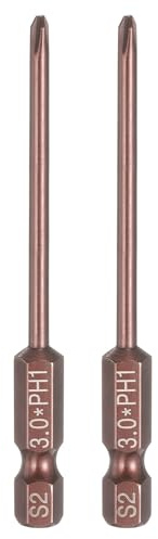 sourcing map 2pcs #1 Phillips Screwdriver Bit PH1 1/4 Hex Shank 3 (75mm) Long 3mm Rod Magnetic Cross Head Drive Drill Bits S2 Steel Industrial Screw Driver Electric Power Tool, Brown