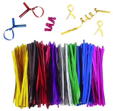 600 Pack Metallic Twist – 15cm Reusable Wire Ties for Gift Bags, Cables, Crafts | Gold & Silver Bag Sealing Ties | Ideal for Party Favors, Bakery Packaging, DIY & Office Use