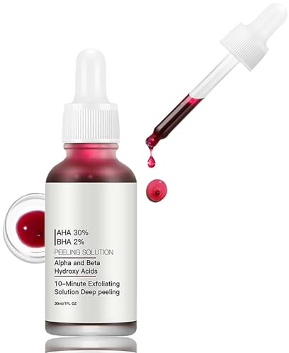 AHA 30% + BHA 2% Peeling Solution – AHA BHA Peeling-Lösung & Fruchtsäurepeeling Gesicht – Gesichtspeeling gegen Schmutz, Poren & unebene Haut – Fruchtsäurepeeling Gesichtsserum für Frauen