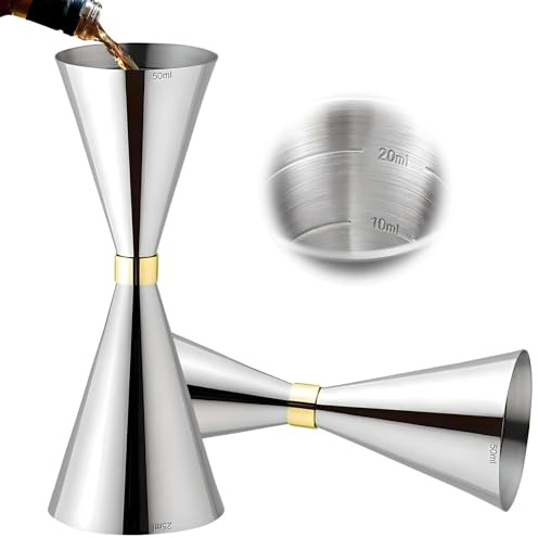 Alriedy Jiggers 25 e 50 ml, misurino per cocktail, misura per cocktail, misure per liquori, misure per bevande alcoliche, misura alcol