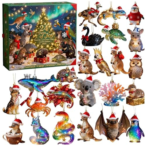 Kalender mit Tieren für das Rückwärtszählen, 24-Tage-Spielzeug-Set, Geschenkpackung 'Advents', Kalender mit Tierfiguren, Box für das Rückwärtsrechnung