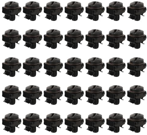 HOODANCOS 40 Stück M6 X 14mm Befestigungsschrauben mit Käfigmuttern und Unterlegscheiben für Serverschränke und Netzwerkgehäuse Schwarz Stabile Montage für Server und Audiogeräte