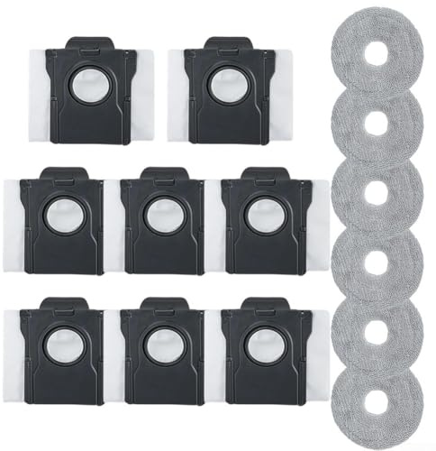 Kit de trapeador de microfibra y bolsas de polvo para robot aspiradoras – 8 paños + 6 bolsas, flujo de aire sin obstrucciones, sellado fuerte, fácil instalación, accesorios de limpieza para hogares