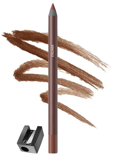 EONFAVE Eyeliner penna vattentät, kajalpenna för ögonmakeup, torksäker och hållbar, krämig konsistens, matt färg, eyeliner med pennvässare för mjuka linjer, 2 g (#03 chokladbrun)