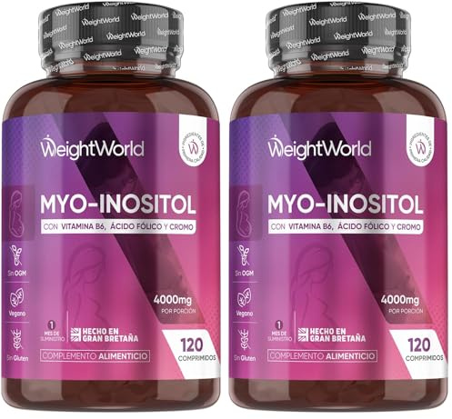 Myo Inositol 4000mg - 120 Comprimidos - Con Cromo, Ácido Fólico y Vitamina B6 que Contribuye a Regular la Actividad Hormonal (EFSA) - Suplemento apto para Veganos y Sin Gluten (Paquete de 2)