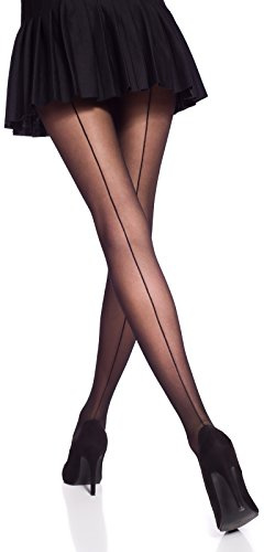 Romartex 20 DEN Feinstrumpfhose Strumpfhose mit schwarzer Naht, 3 Farben, L, schwarz