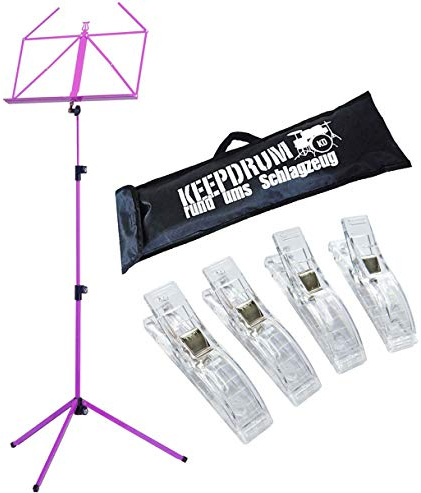 K&M 100/1 Notenständer Flieder + keepdrum Tasche + 4 Notenklammern
