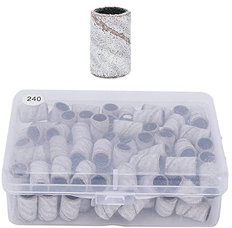 Bandas Circulares de Lijado para Decoración de Uñas - 100 Piezas Lima de Pulido de Pedicura y Manicura - Brocas y Accesorios para Taladro (240#)