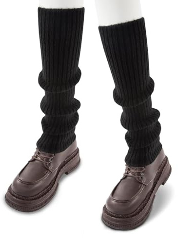 ZKGYUS 1 Paires Jambiere Femme Hiver,Jambière Guêtres Tricotée Chauffe-jambes Genouillères Chaussettes pour Femmes,Noir