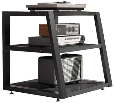 ZGNMK AV-Medienständer Eckregal für Plattenspieler Stereo-Schrank Audio-Rack Tower-Entertainment-Ständer mit Regalen, Eck-TV-Ständer, Medien-Aufbewahrungsschrank, Audio-Video-Regal(Nero,60x52x60cm)