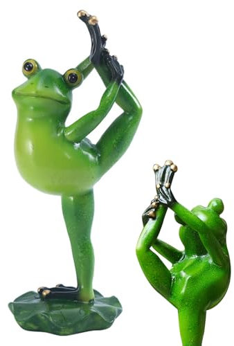 Figure di rana Decorazione da giardino Yoga Rana Animali Outdoor Meditazione Rane Statua per Casa Prato Recinzione Sgabello Decorazione 18,3 x 8 cm per Interni di Casa Cucina