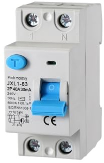 gloca Interruttore Differenziale Puro Salvavita 2P 30mA 220V-6KA CLASSE A 2 Moduli DIN (40 Ampere)
