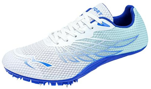 sekiueo Zapatillas De Atletismo para Hombres Mujeres Zapatillas De Malla Ligeras para Correr Zapatillas Deportivas con Clavos para Niños Y Jóvenes,Azul,42 EU