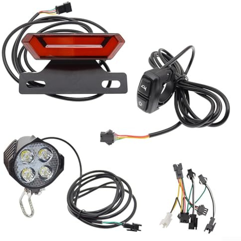 Kit d'éclairage LED pour vélo électrique 24 V 48 V avec phare avant et feu arrière, interrupteur pour un fonctionnement contrôlé