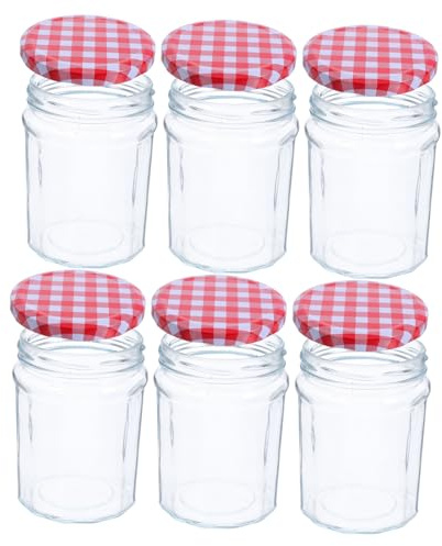 Zerodeko 6PCS Clear Hexagon Glass Jars with Airtight Sealing Lids Leakproof Storage Containers for Pickling Jam Coffee Spices Candy Multipurpose Food Preservation and Party Favors