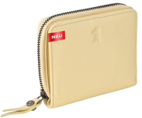 Berliner Bags Premium Geldbörse Sara, Kleine Portemonnaie, Geldbeutel aus Leder, mit TÜV-gepruftem RFID-Schutz, inkl Geschenk-Box, für Damen - Gelb
