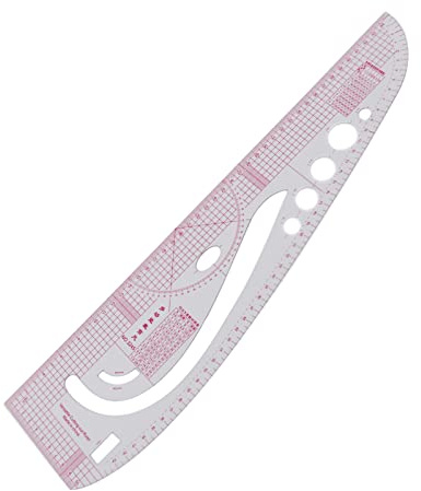 SIXRUN 3245 Righello da Sarto, Righello Curvo Francese con Corpo Trasparente Ad Alta Precisione, da Cucito in Plastica Professionale per la Progettazione di Costumi