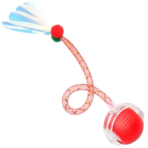 Synclum Pelota Interactiva para Gatos - Juguete Automático con Cola de Malla Elástica, 2 Modos de Velocidad, Recargable USB-C y Activación por Movimiento, Juguete para Gatos Adultos y Gatitos