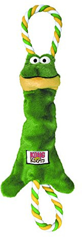 KONG – Tugger Knots Frog – Zerrspielzeug, minimal gefüllt, robuste Schlaufen – Klein/mittelgroß